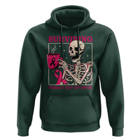 Funny Breast Cancer Skeleton Drinking Coffee Hoodie Surviving Purely Out Of Spite Pink Ribbon Warrior