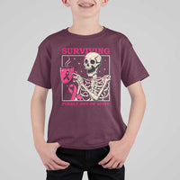 Funny Breast Cancer Skeleton Drinking Coffee T Shirt For Kid Surviving Purely Out Of Spite Pink Ribbon Warrior