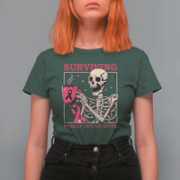 Funny Breast Cancer Skeleton Drinking Coffee T Shirt For Women Surviving Purely Out Of Spite Pink Ribbon Warrior