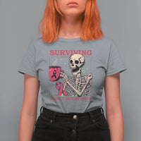 Funny Breast Cancer Skeleton Drinking Coffee T Shirt For Women Surviving Purely Out Of Spite Pink Ribbon Warrior