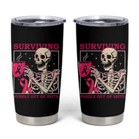 Funny Breast Cancer Skeleton Drinking Coffee Tumbler Cup Surviving Purely Out Of Spite Pink Ribbon Warrior