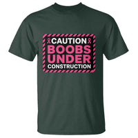 Funny Breast Cancer Surgery Mastectomy T Shirt Caution Boobs Under Construction Pink Ribbon Warrior