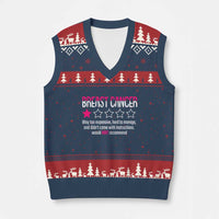 Funny Breast Cancer One Star Review V-Neck Knit Sweater Vest Would Not Recommend Breast Cancer Warrior