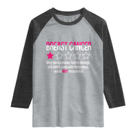 Funny Breast Cancer One Star Review Raglan Shirt Would Not Recommend Breast Cancer Warrior