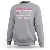 Funny Breast Cancer One Star Review Sweatshirt Would Not Recommend Breast Cancer Warrior