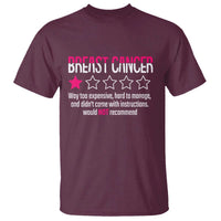 Funny Breast Cancer One Star Review T Shirt Would Not Recommend Breast Cancer Warrior