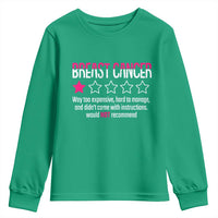 Funny Breast Cancer One Star Review Youth Sweatshirt Would Not Recommend Breast Cancer Warrior