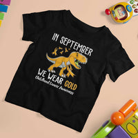 Childhood Cancer Awareness Dinosaur T Shirt For Kid In September We Wear Gold Ribbon Support Kids Warrior - Wonder Print Shop