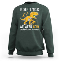 Childhood Cancer Awareness Dinosaur Sweatshirt In September We Wear Gold Ribbon Support Kids Warrior - Wonder Print Shop