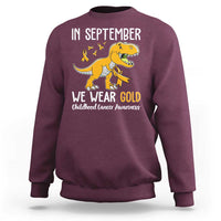 Childhood Cancer Awareness Dinosaur Sweatshirt In September We Wear Gold Ribbon Support Kids Warrior - Wonder Print Shop