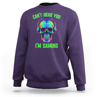 Skull Gamer Sweatshirt Can't Hear You I'm Gaming Funny Video Game Lover Player - Wonder Print Shop