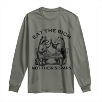 Funny Raccoon Possum Meme Long Sleeve Shirt Eat The Rich Not Their Scraps Sarcasm Retro Minimalist