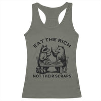 Funny Raccoon Possum Meme Racerback Tank Top Eat The Rich Not Their Scraps Sarcasm Retro Minimalist