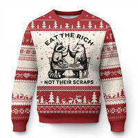 Funny Raccoon Possum Meme Knitted Sweatshirt Eat The Rich Not Their Scraps Sarcasm Retro Minimalist