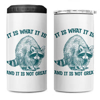 Funny Raccoon Meme It Is What It Is 4 in 1 Can Cooler Tumbler And It Is Not Great Mental Health Support - Wonder Print Shop