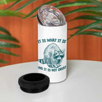 Funny Raccoon Meme It Is What It Is 4 in 1 Can Cooler Tumbler And It Is Not Great Mental Health Support - Wonder Print Shop