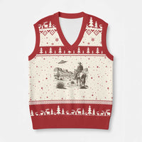 UFO Western Cowboy V-Neck Knit Sweater Vest Rodeo Wild West Retro Vintage Graphic - Wonder Print Shop