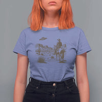 UFO Western Cowboy T Shirt For Women Rodeo Wild West Retro Vintage Graphic