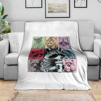 Raccoon Drinking Coffee Graphic Throw Blanket Funny Trash Panda Retro 90s Style - Wonder Print Shop