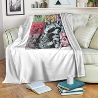Raccoon Drinking Coffee Graphic Throw Blanket Funny Trash Panda Retro 90s Style - Wonder Print Shop