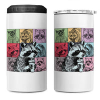 Raccoon Drinking Coffee Graphic 4 in 1 Can Cooler Tumbler Funny Trash Panda Retro 90s Style - Wonder Print Shop