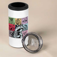 Raccoon Drinking Coffee Graphic 4 in 1 Can Cooler Tumbler Funny Trash Panda Retro 90s Style - Wonder Print Shop