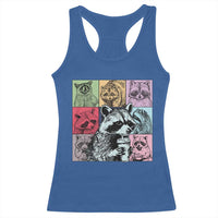 Raccoon Drinking Coffee Graphic Racerback Tank Top Funny Trash Panda Retro 90s Style - Wonder Print Shop