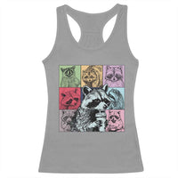 Raccoon Drinking Coffee Graphic Racerback Tank Top Funny Trash Panda Retro 90s Style - Wonder Print Shop