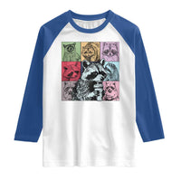 Raccoon Drinking Coffee Graphic Raglan Shirt Funny Trash Panda Retro 90s Style - Wonder Print Shop