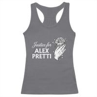 Justice for Alex Pretti Floral Memorial Racerback Tank Top Minneapolis Jan 24 2026 Tribute