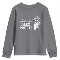 Justice for Alex Pretti Floral Memorial Youth Sweatshirt Minneapolis Jan 24 2026 Tribute