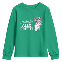 Justice for Alex Pretti Floral Memorial Youth Sweatshirt Minneapolis Jan 24 2026 Tribute