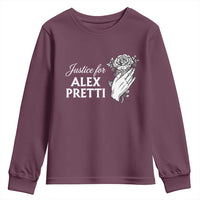 Justice for Alex Pretti Floral Memorial Youth Sweatshirt Minneapolis Jan 24 2026 Tribute