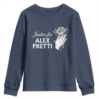 Justice for Alex Pretti Floral Memorial Youth Sweatshirt Minneapolis Jan 24 2026 Tribute