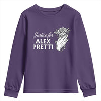 Justice for Alex Pretti Floral Memorial Youth Sweatshirt Minneapolis Jan 24 2026 Tribute