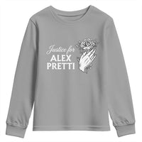 Justice for Alex Pretti Floral Memorial Youth Sweatshirt Minneapolis Jan 24 2026 Tribute