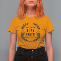 Justice for Alex Pretti T Shirt For Women Minneapolis January 24 2026 Tribute Memorial Wreath