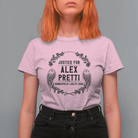 Justice for Alex Pretti T Shirt For Women Minneapolis January 24 2026 Tribute Memorial Wreath