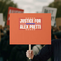Justice for Alex Pretti Patriotic Protest Sign Minneapolis Jan 24 2026 Memorial Red White and Blue