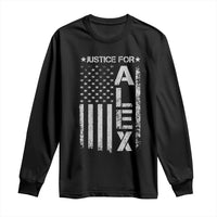 Justice for Alex Pretti American Flag Long Sleeve Shirt Minneapolis Jan 24 2026 Memorial Tribute