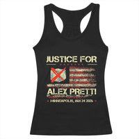 Justice for Alex Pretti Abolish Ice Protest Racerback Tank Top Minneapolis Jan 24 2026 American Flag