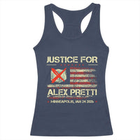 Justice for Alex Pretti Abolish Ice Protest Racerback Tank Top Minneapolis Jan 24 2026 American Flag