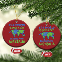 Funny Cat Christmas Ornament The World Is A Cat Playing With Australia - Wonder Print Shop