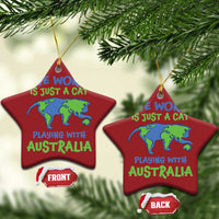 Funny Cat Christmas Ornament The World Is A Cat Playing With Australia - Wonder Print Shop