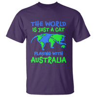 Funny Cat T Shirt The World Is A Cat Playing With Australia - Wonder Print Shop