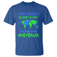 Funny Cat T Shirt The World Is A Cat Playing With Australia - Wonder Print Shop