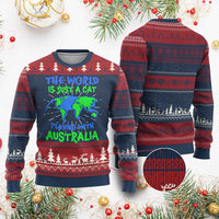 Funny Cat Ugly Christmas Sweater The World Is A Cat Playing With Australia - Wonder Print Shop