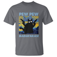 Funny Cat T Shirt Pew Pew Madafakas Retro Vintage Starry Night - Wonder Print Shop