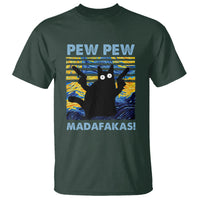 Funny Cat T Shirt Pew Pew Madafakas Retro Vintage Starry Night - Wonder Print Shop