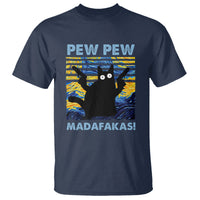 Funny Cat T Shirt Pew Pew Madafakas Retro Vintage Starry Night - Wonder Print Shop